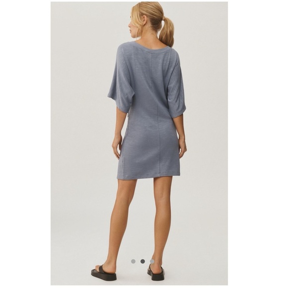 New Daily Practice Anthropologie Side Twist Tee Dress Grey Mini T-shirt Anthro - Picture 2 of 6